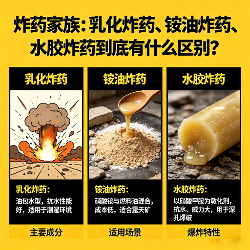 雨花台炸药家族：乳化炸药、铵油炸药、水胶炸药到底有什么区别？